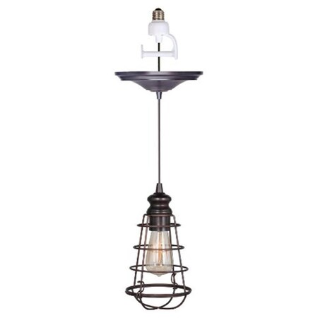 Worth Home Products Worth Home Products PBN-6257-0011 1-Light Brushed Bronze Instant Pendant Conversion Kit; Wire Cage Shade PBN-6257-0011